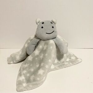 Jesse & Lulu Hippo Lovey Gray Star Soft Security Blanket Boy Girl Baby Plush Toy